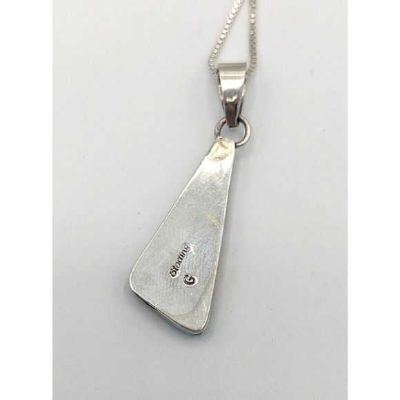 Navajo Necklace Pendent 925 Sterling Silver Spiny Oyster & Turquoise Singed - Picture 2 of 7